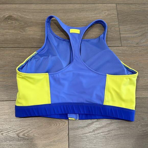FABLETICS Purple Yellow‎ Zip-Front Racerback Shaping Compression Swim Top Size L - Picture 3 of 11
